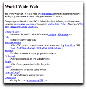 Ecco la prima pagina della storia del web, editata nel 1991 da Tim Berners Lee 